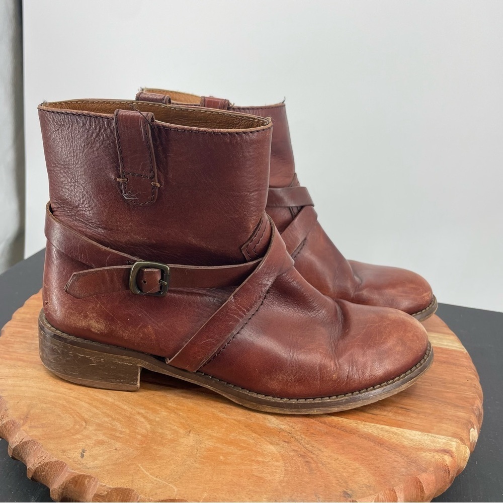 Madewell Women's 1937 Ankle Boots booties Brown Cognac Brown Leather SZ 7.5